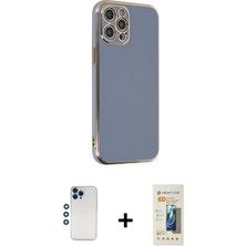 BUTİMAR'S iPhone 12 Pro Yankı Serisi - Siyah 6d Mat Seramik Hayalet Nano Ekran Koruyucu + Mavi Shine Kamera Lens