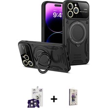 BUTİMAR'S iPhone 16 Pro Max Kıvılcım Modern Serisi - Siyah Bilvis 3D Cam Ekran Koruyucu + Titanyum Gri Bilvis Titan Kamera Lens