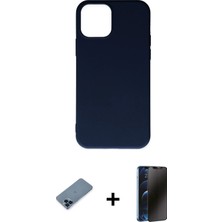 BUTİMAR'S iPhone 11 Pro Max Ahenk Serisi - Siyah 3D Antistatik Hayalet Cam Ekran Koruyucu + Mavi Metal Kamera Lens Koruma Cam