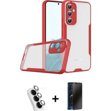 BUTİMAR'S Galaxy A24 4g Atlas Asil Serisi - Siyah 3D Antistatik Hayalet Cam Ekran Koruyucu + Gümüş Valdez Metal Kamera Lens