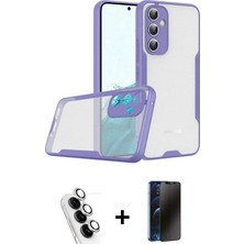 BUTİMAR'S Galaxy A24 4g Atlas Asil Serisi - Siyah 3D Antistatik Hayalet Cam Ekran Koruyucu + Gümüş Valdez Metal Kamera Lens