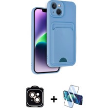 BUTİMAR'S iPhone 14 Vadi Çizgi Prime - Siyah 3D Antistatik Cam Ekran Koruyucu + Turuncu Pvd Metal Kamera Lens