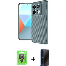 BUTİMAR'S Redmi Note 13 Pro 4g Eksen Form Prime - Siyah 3D Antistatik Hayalet Cam Ekran Koruyucu + Gümüş Raze Metal Kamera Lens