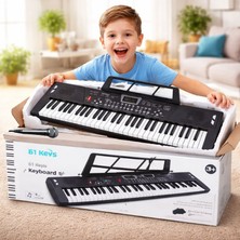 MultiZone 61 Tuşlu Mikrofonlu Işıklı Çocuk Piyanosu Başlangıç Seti ile Eğlenceli Müzik Deneyimi