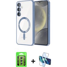 BUTİMAR'S Galaxy A15 4g Nova Işık Özel Seri - Siyah 3D Antistatik Cam Ekran Koruyucu + Gümüş Raze Metal Kamera Lens