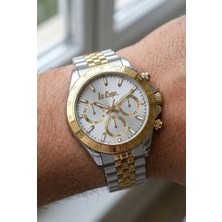 Lee Cooper Erkek Kol Saati | 43 mm Çelik Kasa, Silver - Gold Çelik Kordon, Silver Kadran