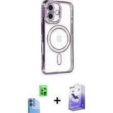 BUTİMAR'S iPhone 16 Zirve Doku Prime - Siyah Bilvis 5in1 5d Magic Hayalet Cam Ekran Koruyucu + Lacivert Raze Metal Kamera Lens