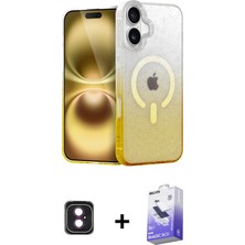 BUTİMAR'S iPhone 16 Eksen Minimal Özel Seri - Siyah Bilvis 5in1 5d Magic Hayalet Cam Ekran Koruyucu + Pembe Pvd Metal Kamera Lens