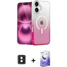 BUTİMAR'S iPhone 16 Eksen Minimal Özel Seri - Siyah Bilvis 5in1 5d Magic Hayalet Cam Ekran Koruyucu + Pembe Pvd Metal Kamera Lens