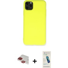 BUTİMAR'S iPhone 11 Pro Max Ahenk Serisi - Şeffaf Pasifik Cam Ekran Koruyucu + Kırmızı Pers Alüminyum Kamera Lens