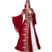 Ceyyiz 5 Parça Kadife Özel Dikim Bindallı Kına Elbisesi Kartanesi