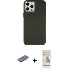 BUTİMAR'S iPhone 12 Pro Max Çekirdek Çizgi - Siyah Mat Seramik Nano Ekran Koruyucu + Pembe Renkli Kamera Lens Koruma Cam