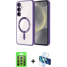 BUTİMAR'S Galaxy A15 4g Nova Işık Özel Seri - Siyah 3D Antistatik Cam Ekran Koruyucu + Gümüş Raze Metal Kamera Lens