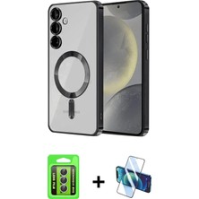 BUTİMAR'S Galaxy A15 4g Nova Işık Özel Seri - Siyah 3D Antistatik Cam Ekran Koruyucu + Gümüş Raze Metal Kamera Lens