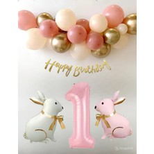 Çıtı Pıtı Store Tavşan Folyo Balonlu Doğum Günü Yaş Kutlama Parti Seti