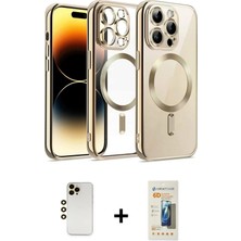 BUTİMAR'S iPhone 13 Pro Max Nova Işık Özel Seri - Siyah 6d Mat Seramik Hayalet Nano Ekran Koruyucu + Gold Shine Kamera Lens