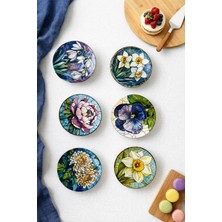 Grandora 6 Adet Çiçek Desenli Çay Tabağı - Modern Çay Tabağı, Çay Tabak