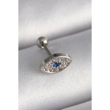 Ayışığı 316L Çelik Gümüş Renk Zirkon Taşlı Göz Tragus Piercing