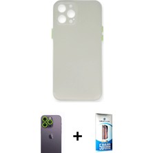 BUTİMAR'S iPhone 12 Pro Max Yadigar Yansıma Serisi - Siyah 5d Eko Cam Ekran Koruyucu + Yeşil Neon Fosforlu Kamera Lens