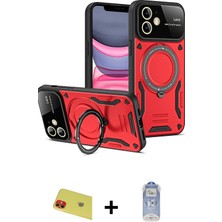 BUTİMAR'S iPhone 11 Kıvılcım Modern Serisi - Siyah Joko Magic 5d Cam + Kırmızı Rainbow Kamera Lens Koruma Cam