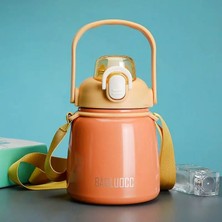 Bentopia Paslanmaz Çelik Tombul Su Matarası - 650ML - Askılı ve Pipetli Çelik Suluk