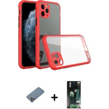 BUTİMAR'S iPhone 11 Pro Max Nova Asil Özel Seri - Siyah 360 Mat Full Body Arka Koruyucu + Gökkuşağı Shine Kamera Lens Koruma Cam