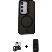 BUTİMAR'S Galaxy S24 Akış Form - Siyah 6d Antistatik Mat Seramik Hayalet Nano Ekran Koruyucu + Gold Pvd Metal Kamera Lens