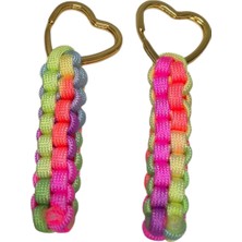 Moonparacord Anahtarlık Gökkuşağı Gold Kalp Halkalı 1 Adet