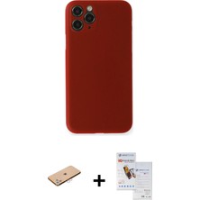 BUTİMAR'S iPhone 11 Pro Max Yadigar Yansıma Serisi - Siyah Seramik Nano Ekran Koruyucu + Pembe Renkli Kamera Lens Koruma Cam