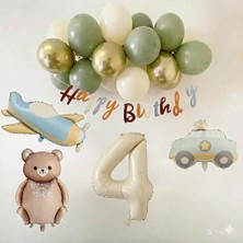 Çıtı Pıtı Store Retro 1 Yaş Doğum Günü Seti; Uçak, Araba,ayıcık ve 20 Adet Lateks Balon Set