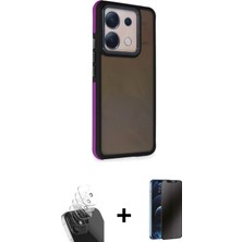 BUTİMAR'S Redmi Note 13 Pro 5g Eksen Işık - Siyah 3D Antistatik Hayalet Cam Ekran Koruyucu + Şeffaf Kamera Lens Koruma Cam