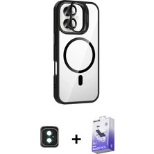 BUTİMAR'S iPhone 16 Yadigar Asil Koleksiyonu - Siyah Bilvis 5in1 5d Magic Hayalet Cam Ekran Koruyucu + Yeşil Pvd Metal Kamera Lens