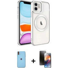 BUTİMAR'S iPhone 11 Nova Işık Özel Seri - Siyah 3D Antistatik Mat Seramik Nano Ekran Koruyucu + Turuncu Neon Fosforlu Kamera Lens