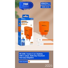 Azurtech AC-123 25W Pd Hızlı Şarj Adaptörü – Usb-C Çıkışlı – Type-C Kablolu (1m)
