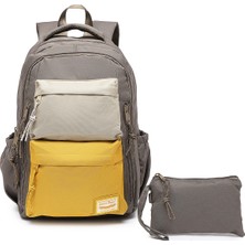 Smart Bags Su Geçirmez Laptop Bölmeli Çok Gözlü Büyük Boy Orta Okul ve Lise Sırt Çantası Kahverengi