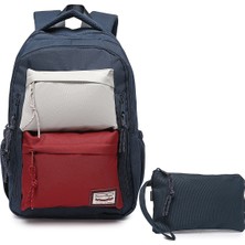 Smart Bags Su Geçirmez Laptop Bölmeli Çok Gözlü Büyük Boy Orta Okul ve Lise Sırt Çantası Lacivert