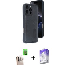 BUTİMAR'S iPhone 16 Pro Max Yörünge Işık Serisi - Siyah Bilvis 5in1 3D Magic Cam Ekran Koruyucu + Natural Grey Raze Metal Kamera Lens