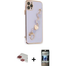 BUTİMAR'S iPhone 11 Pro Max Nova Işık Prime - Siyah 34D Hayalet Izgaralı Cam + Kırmızı Pers Alüminyum Kamera Lens