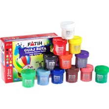 Kitabevimden Fatih Guaj Boya Karton Kutu Şişe 25 ml 12 Renk 50420