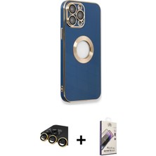 BUTİMAR'S iPhone 14 Pro Max Iz Form Serisi - Siyah Bilvis 3D Mat Cam Ekran Koruyucu + Gold Raze Metal Kamera Lens