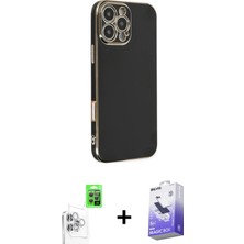 BUTİMAR'S iPhone 16 Pro Max Yankı Serisi - Siyah Bilvis 5in1 5d Magic Hayalet Cam Ekran Koruyucu + Beyaz Raze Metal Kamera Lens