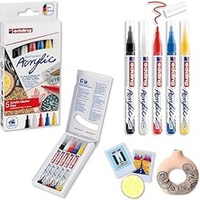 SHC4200 Edding 5300 Akrilik Markör 5'li Set, Temel Renkler, 5 Akrilik Boya Kalemi Seti, Ince Yuvarlak