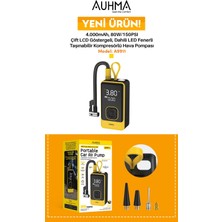 Azurtech A9911 Taşınabilir Hava Pompası 150 Psı – Şarjlı Kompresör – LCD Ekran – 4000MAH