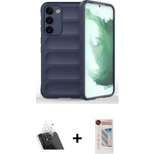 BUTİMAR'S Galaxy S23 Plus Atlas Koleksiyonu - Siyah Hayalet Edge Cam Ekran Koruyucu + Şeffaf Kamera Lens Koruma Cam