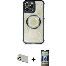 BUTİMAR'S iPhone 12 Pro Kutup Modern - Siyah 34D Hayalet Izgaralı Cam + Gold Rainbow Kamera Lens Koruma Cam