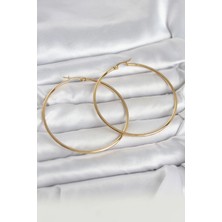 Ayışığı 316L Çelik Gold Renk 60 mm Halka Kadın Küpe