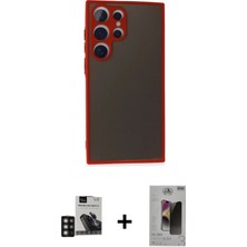 BUTİMAR'S Galaxy S24 Ultra Ahenk Çizgi Serisi - Siyah Bilvis Hayalet Cam Ekran Koruyucu + Derin Mor Pvd Metal Kamera Lens