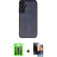 BUTİMAR'S Galaxy A15 4g Zirve Yansıma Serisi - Siyah 3D Antistatik Mat Seramik Nano Ekran Koruyucu + Siyah Raze Metal Kamera Lens