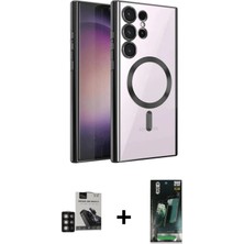 BUTİMAR'S Galaxy S24 Ultra Nova Işık Özel Seri - Şeffaf 360 Full Body Arka Koruyucu + Derin Mor Pvd Metal Kamera Lens