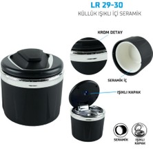 Leader LR29-30 Işıklı Seramik Araç Küllüğü LED Kapaklı Krom Detaylı Oto Küllük